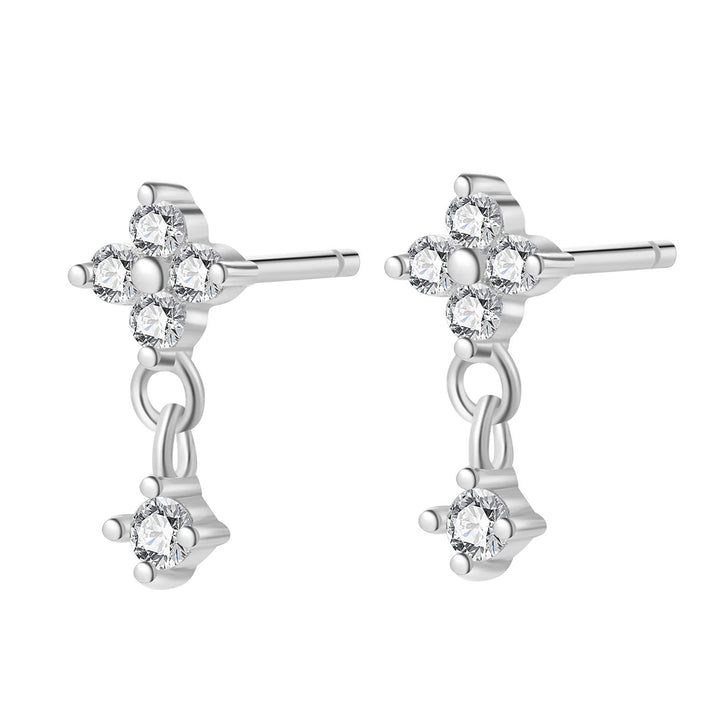 Pendientes Botón Flor Gota Colgante Plata de Ley 925