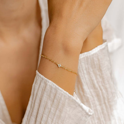 Bracelet chaîne pendentif marguerite en argent sterling or