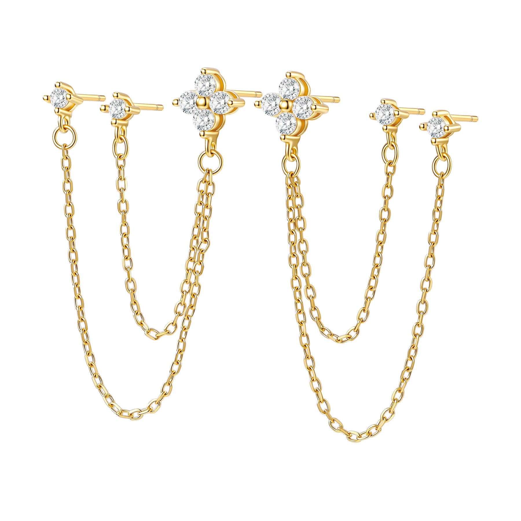 Daisy Triple Stud Earrings Sterling Silver