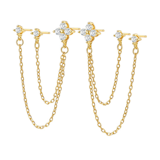 Daisy Triple Stud Earrings Sterling Silver