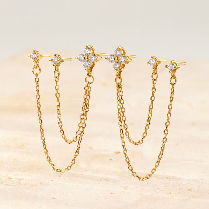 Daisy Triple Stud Earrings Sterling Silver