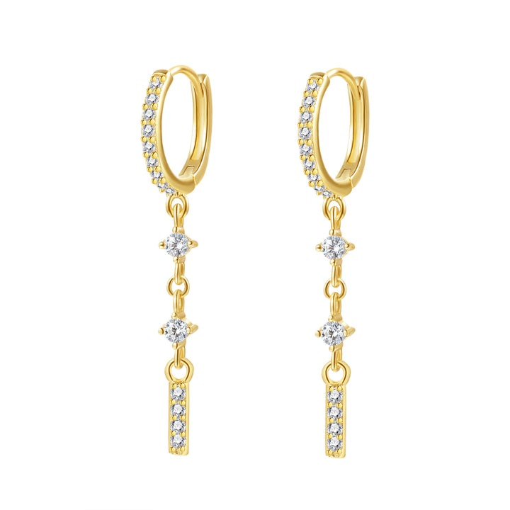 Pendientes Huggie Oscilantes de Barra Plata de Ley 925 en Oro