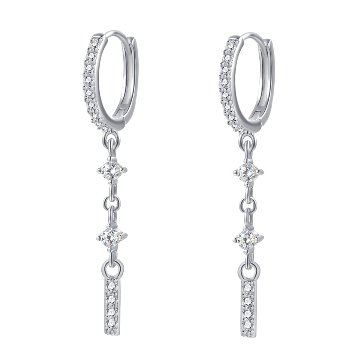 Pendientes Huggie Oscilantes de Barra Plata de Ley 925
