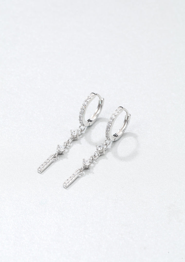 Dangle Huggie Ohrringe mit Stab Sterlingsilber