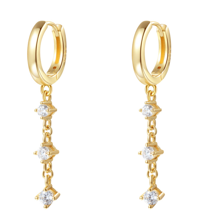 Dangle Huggie Earrings Sterling Silver Gold