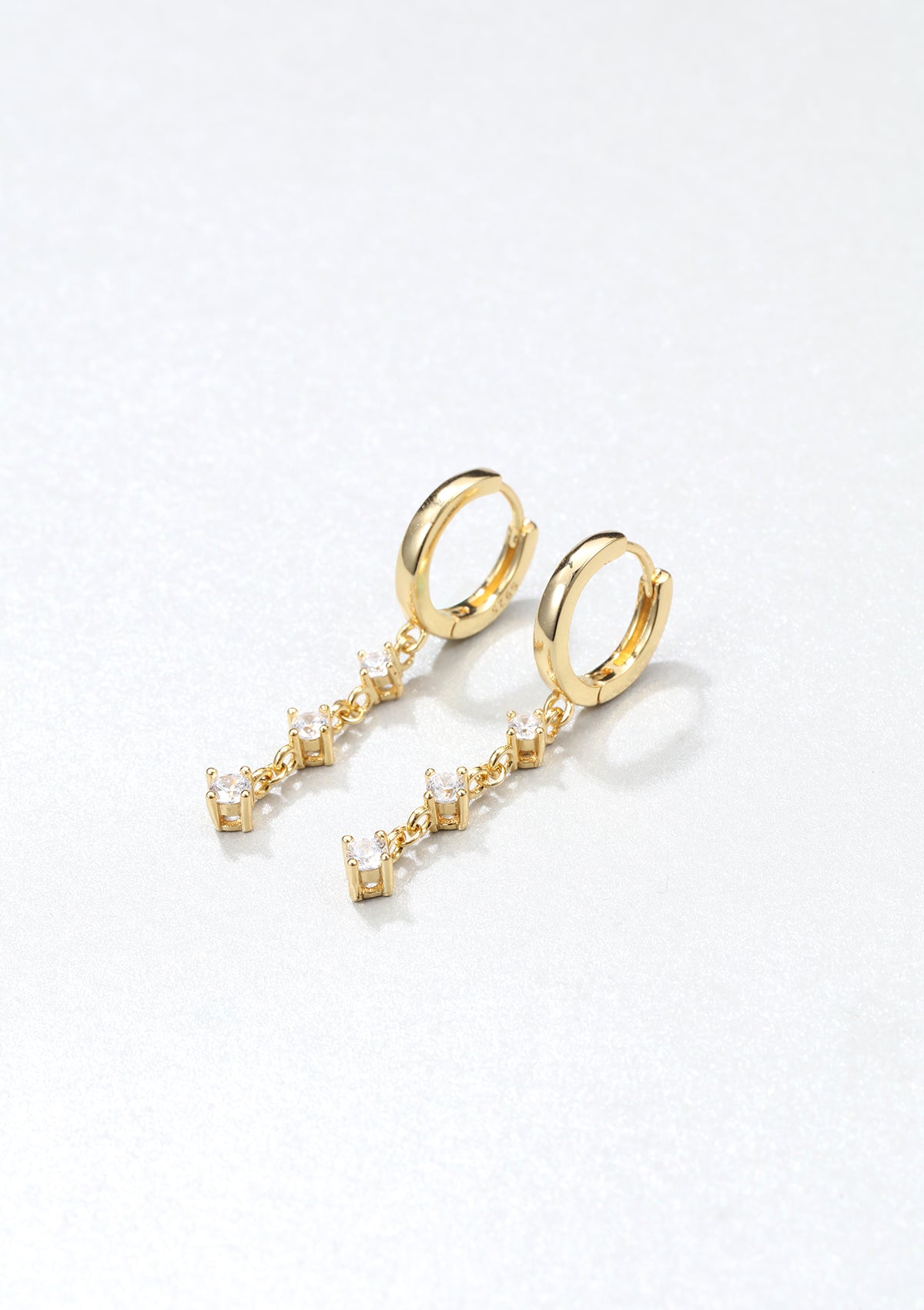 Dangle Huggie Earrings Sterling Silver Gold