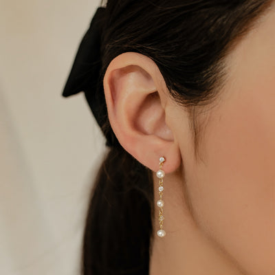 Dangle Pearl Earrings Sterling Silver