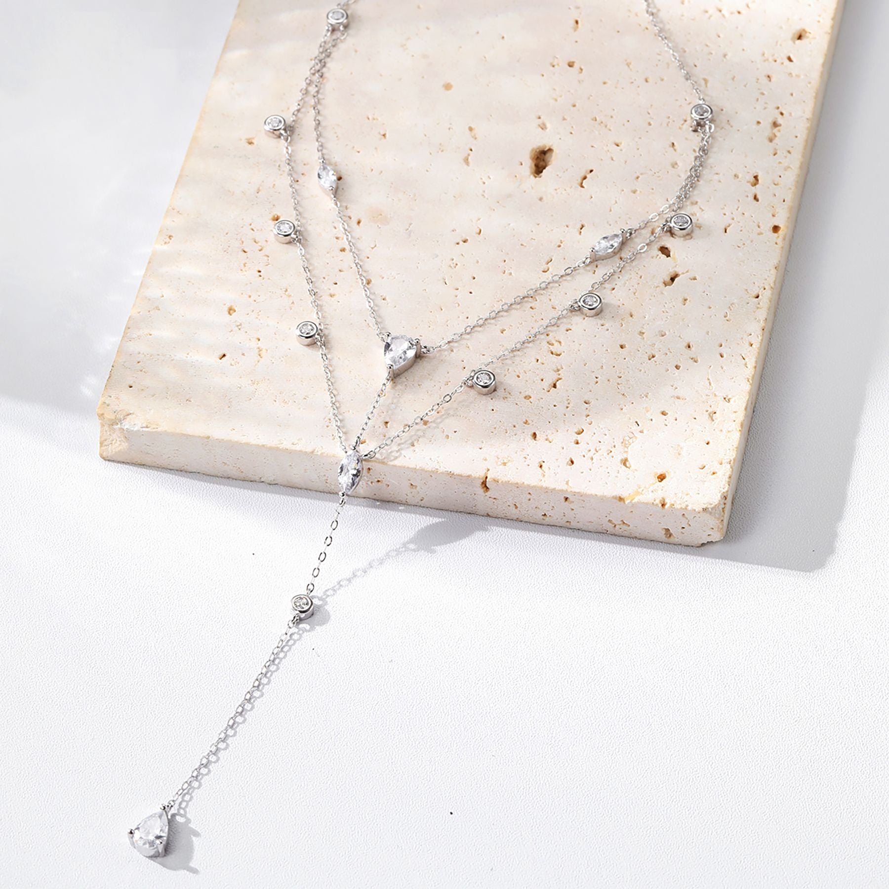 Collier Y Multi Rangs Brillant Argent 925 en Or
