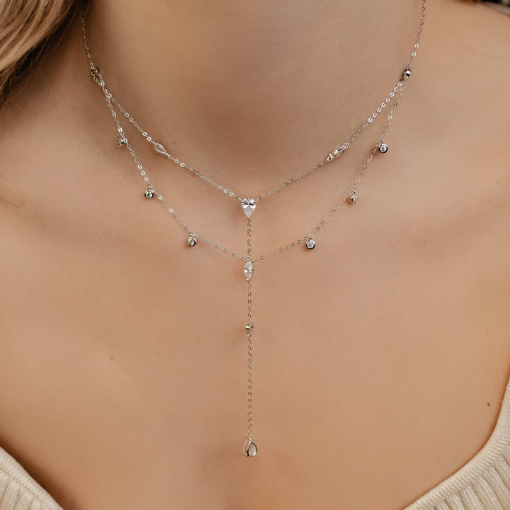 Collier Y Multi Rangs Brillant Argent 925 en Or