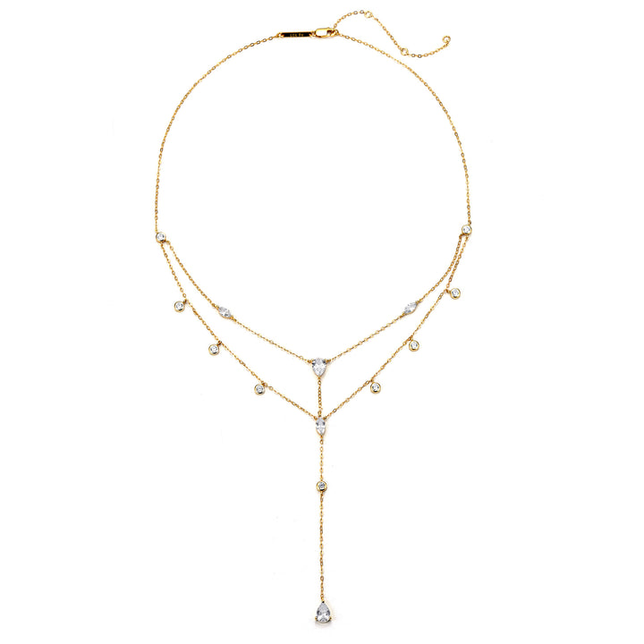 Dazzle Double Chain Y Necklace Sterling Silver