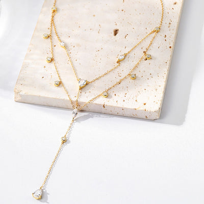 Dazzle Double Chain Y Necklace Sterling Silver