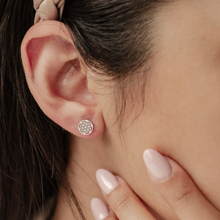 Flower of Life Stud Earrings Gold