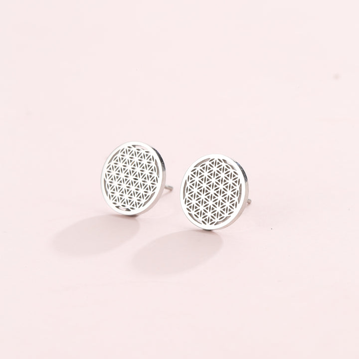 Flower of Life Stud Earrings Gold