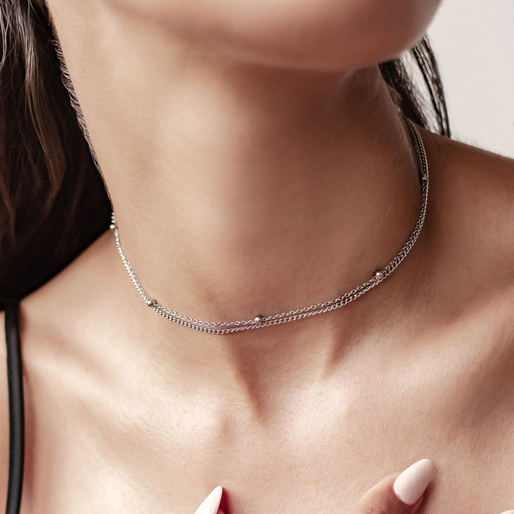 Delicate Choker Set Silver