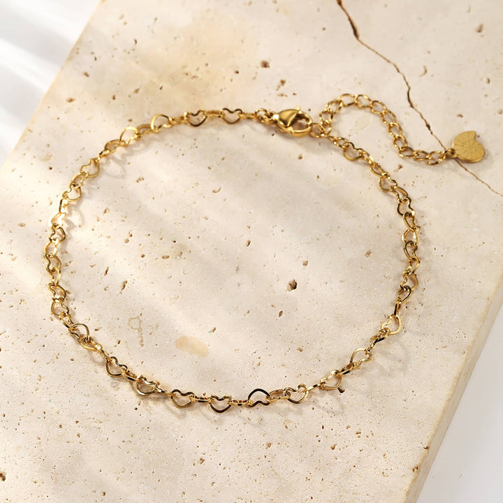 Bracelet de Cheville Chaîne Fine Cœur Waterproof