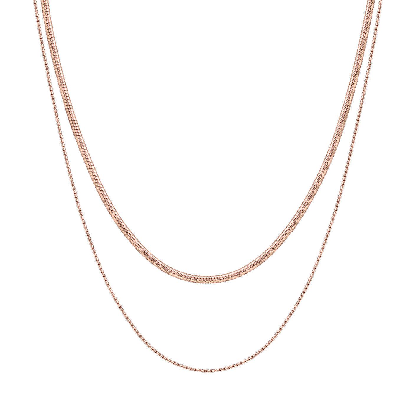 Collar a Capas Delicado de Cadena Serpiente en Oro Rosa