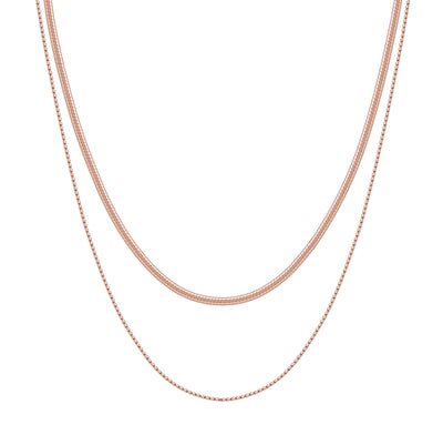 Delicate Layered Necklace Snake Chain Rose Gold