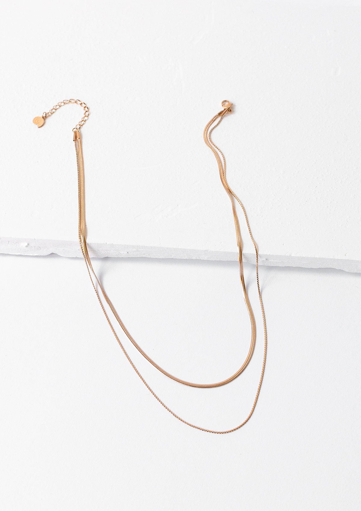 Delicate Layered Necklace Snake Chain Rose Gold