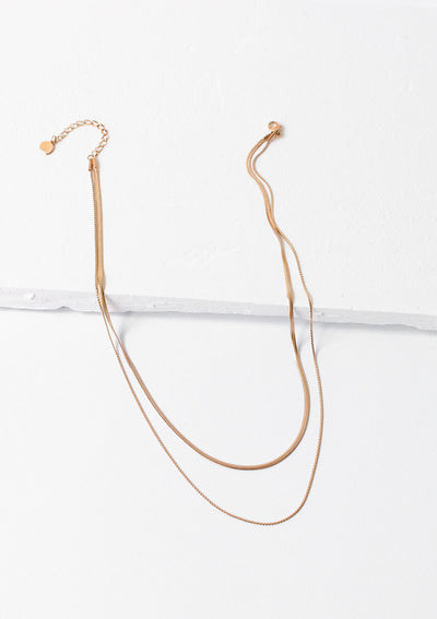 Delicate Layered Necklace Snake Chain Rose Gold