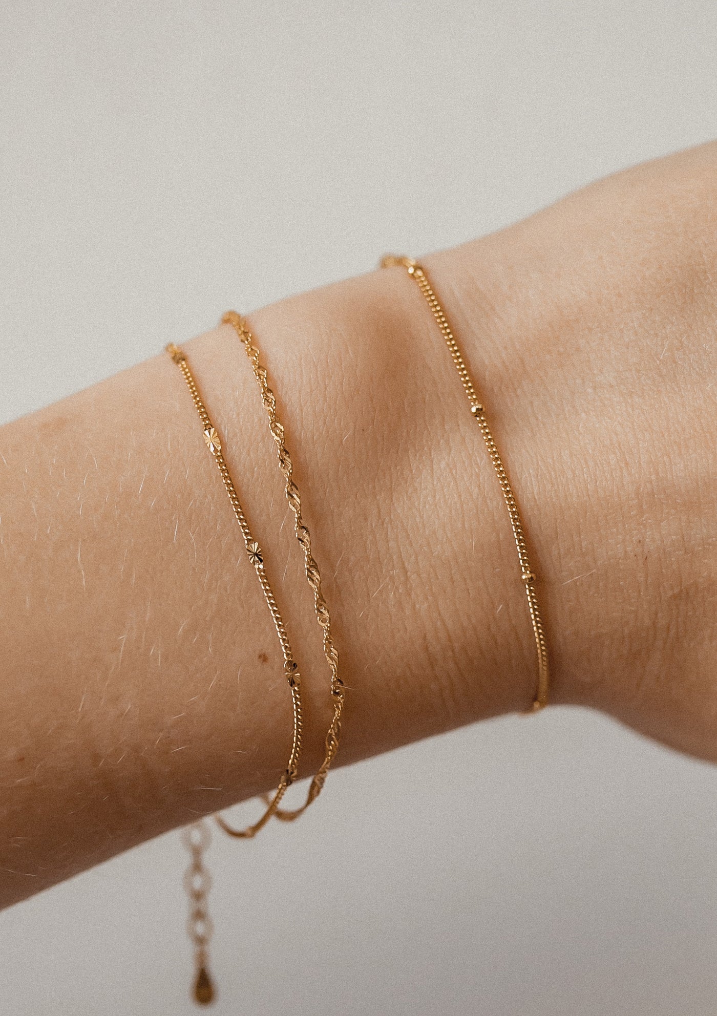 Delicate Layering Bracelets Set Sterling Silver Gold