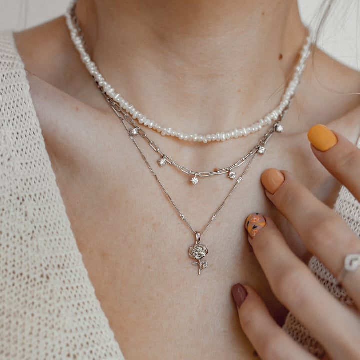 Delicate Starburst Chain Necklace Sterling Silver