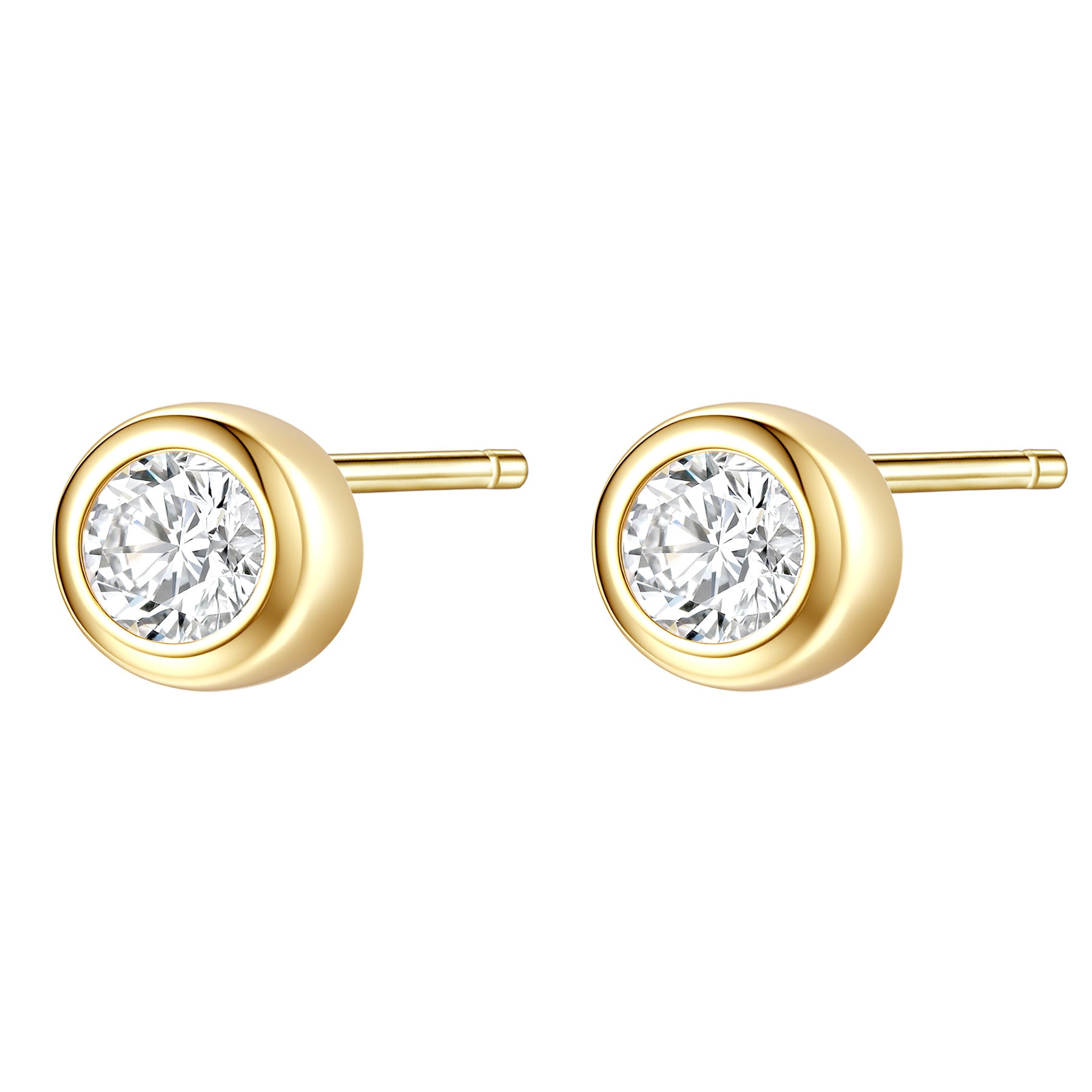 Diamond Bezel Stud Earrings Sterling Silver