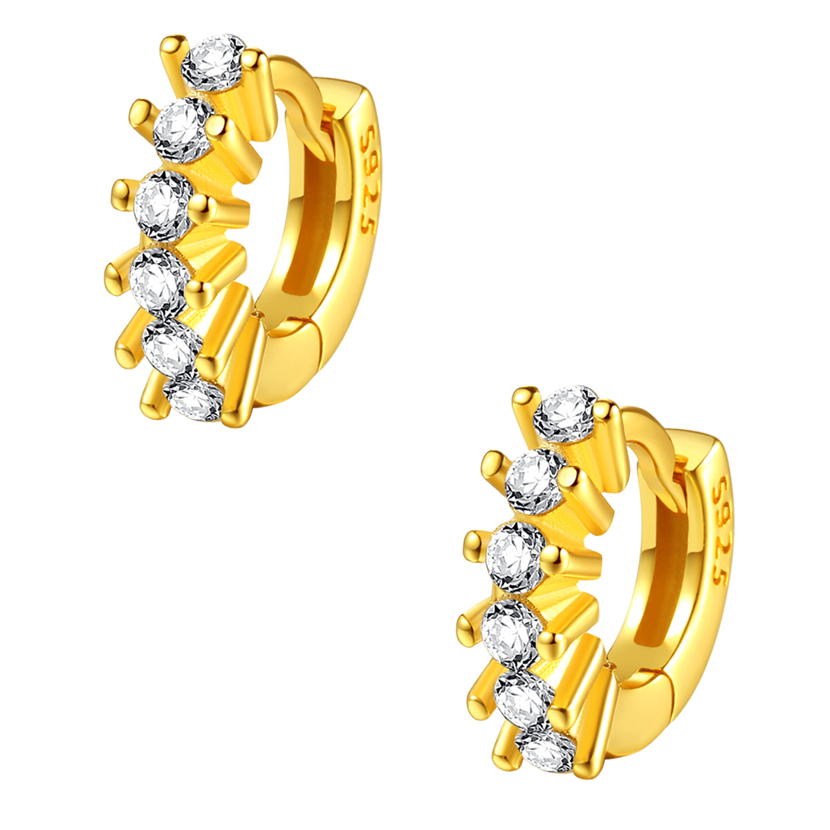 Fächerförmige Helix Ohrringe mit Strasssteinen Sterlingsilber in Gold