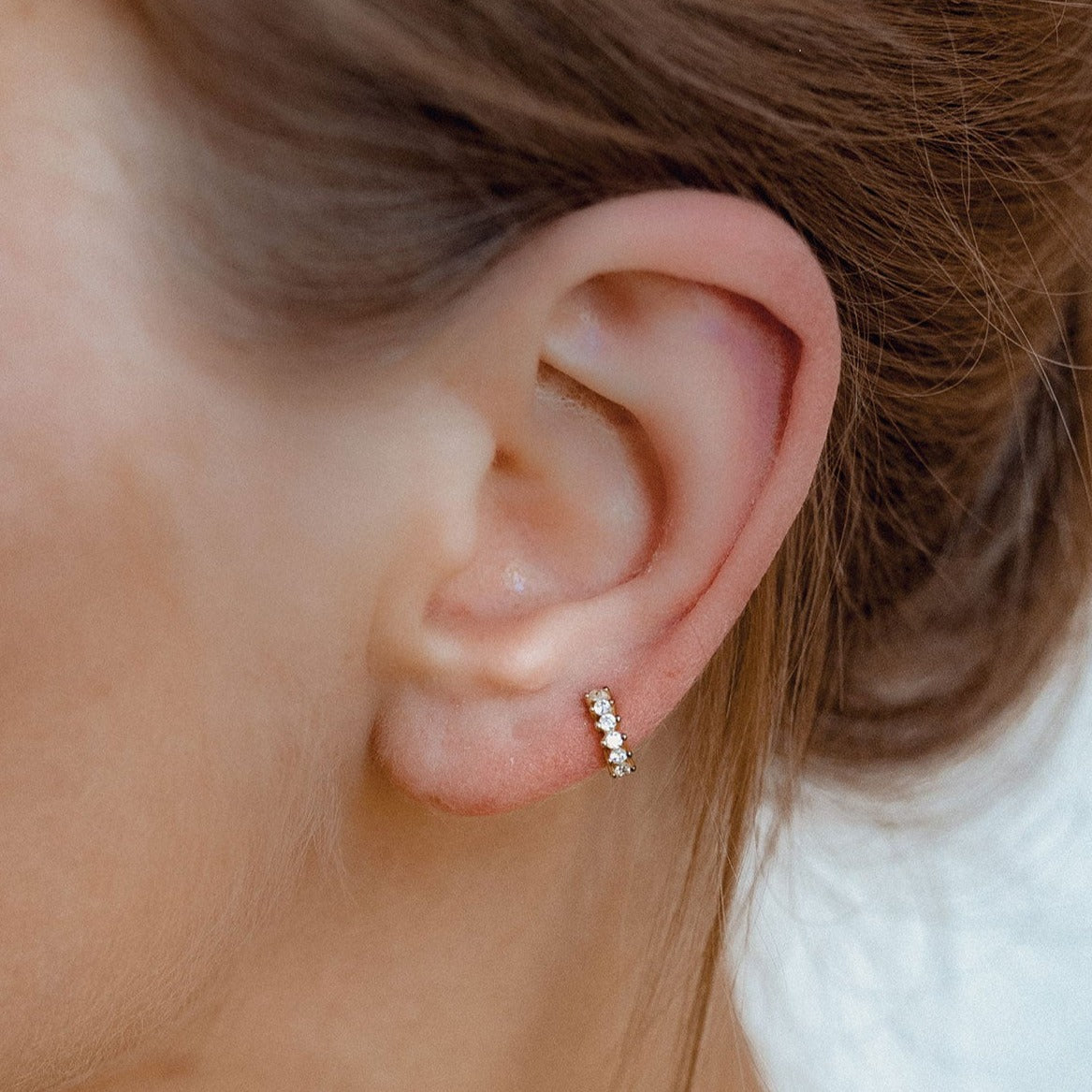 Boucles d'Oreilles Helix Diamant Argent Massif en Or