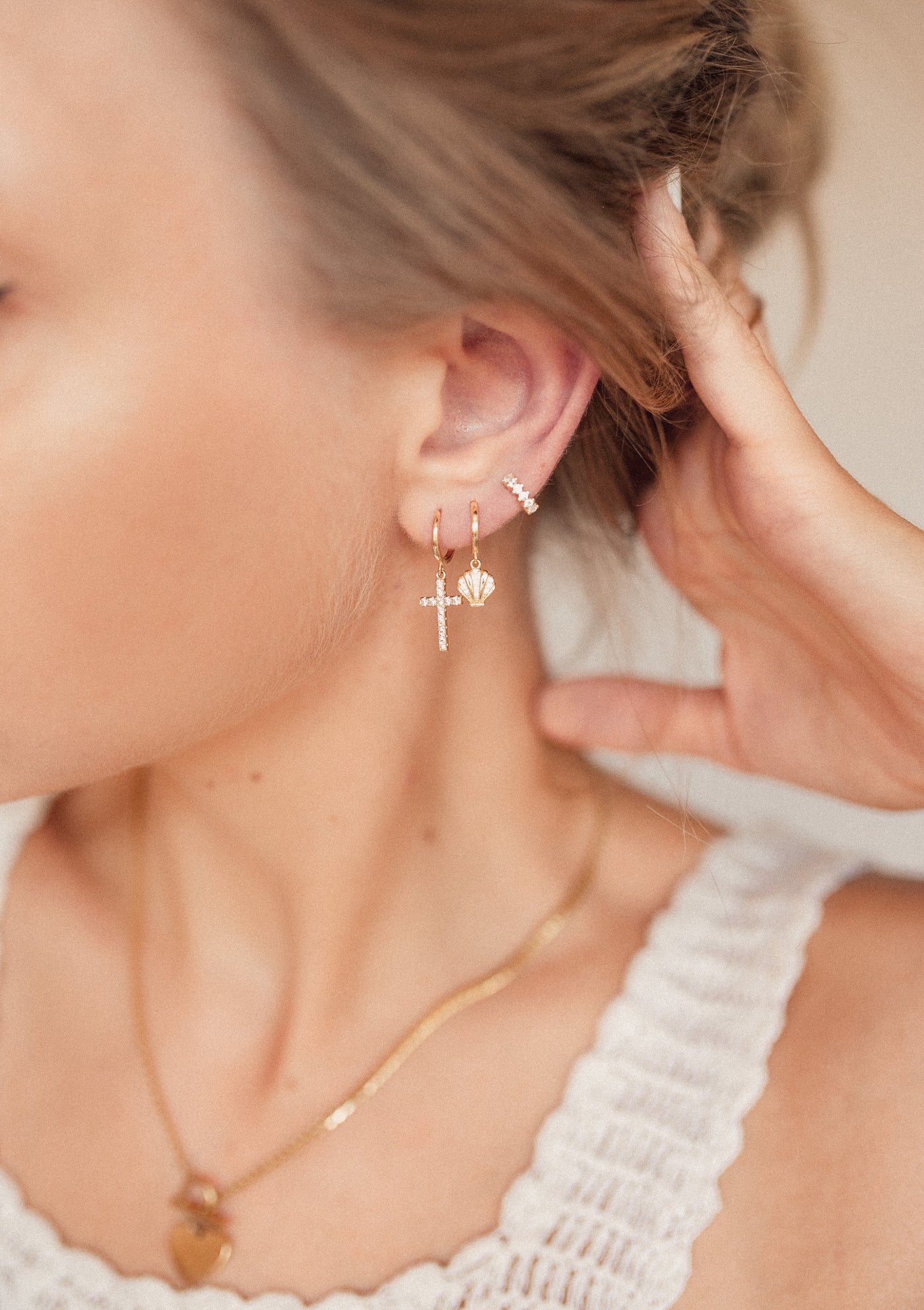 Boucles d'Oreilles Helix Diamant Argent Massif en Or