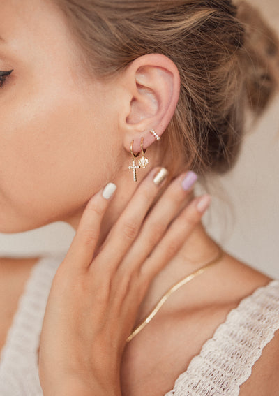 Boucles d'Oreilles Helix Diamant Argent Massif en Or