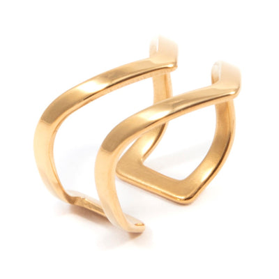 Double Chevron Ring Band Gold