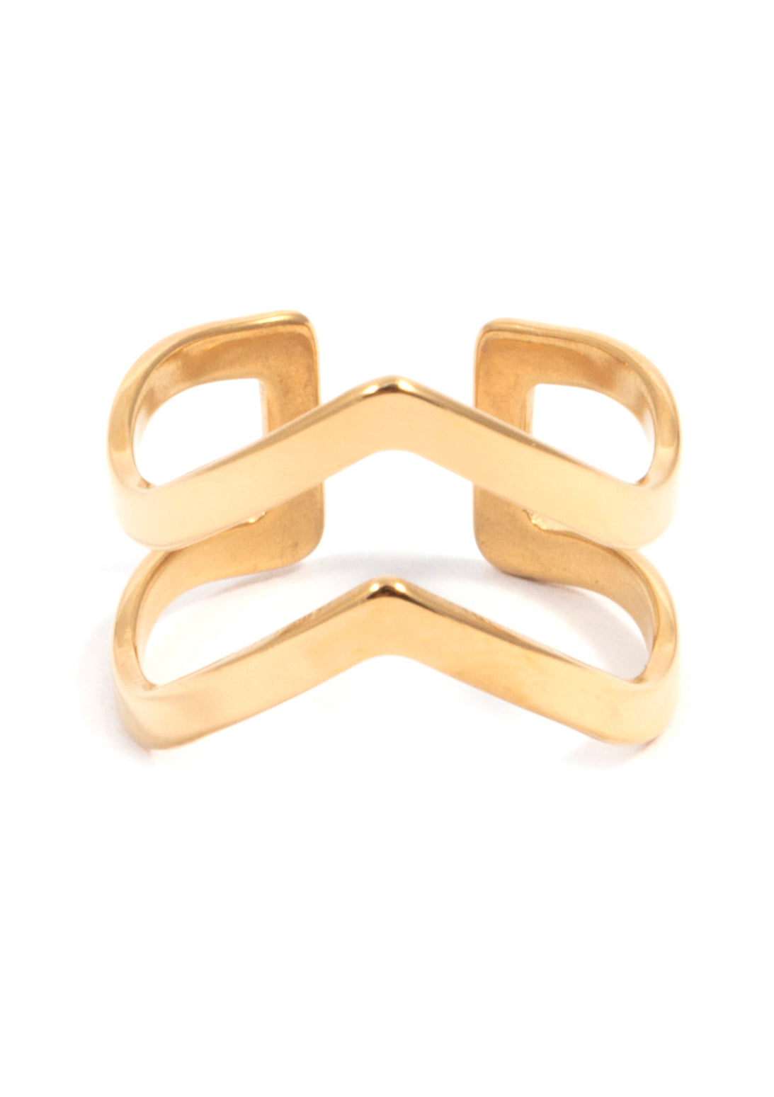 Doppel Chevron Ring in Gold
