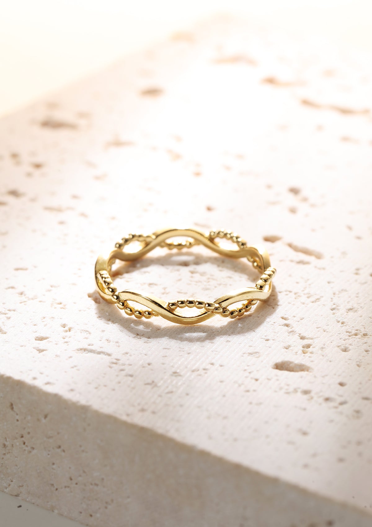 Double Helix Ring Sterling Silver Gold