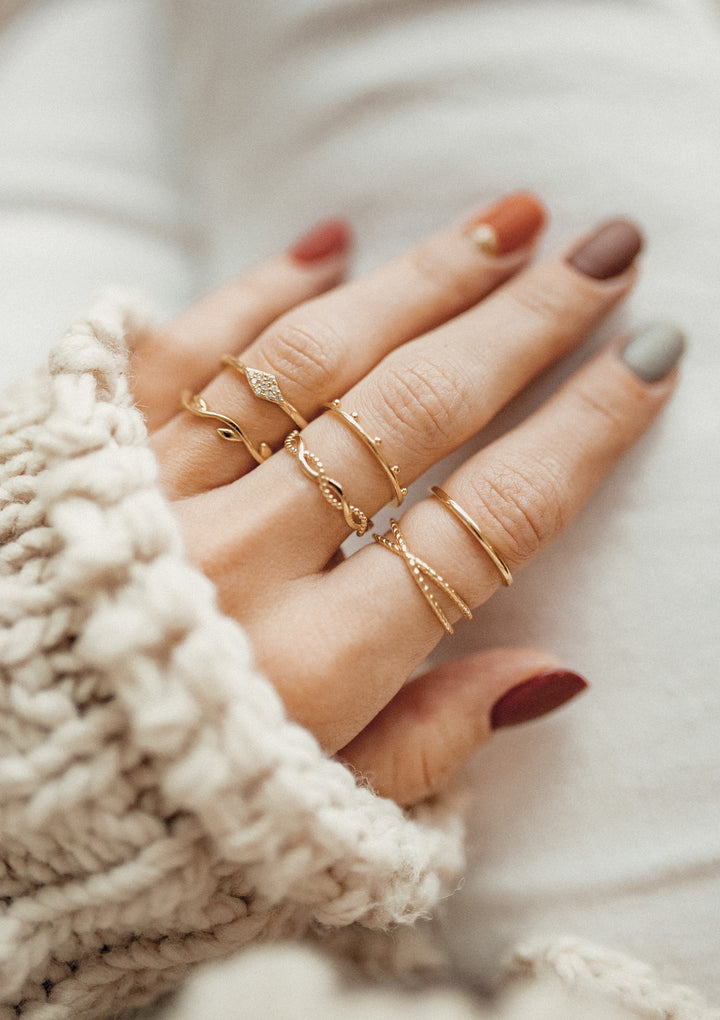 Bague Double Hélice Argent Sterling en Or