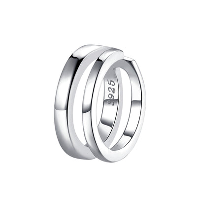 Bijou d'Oreille Double Cerceau en Argent Massif