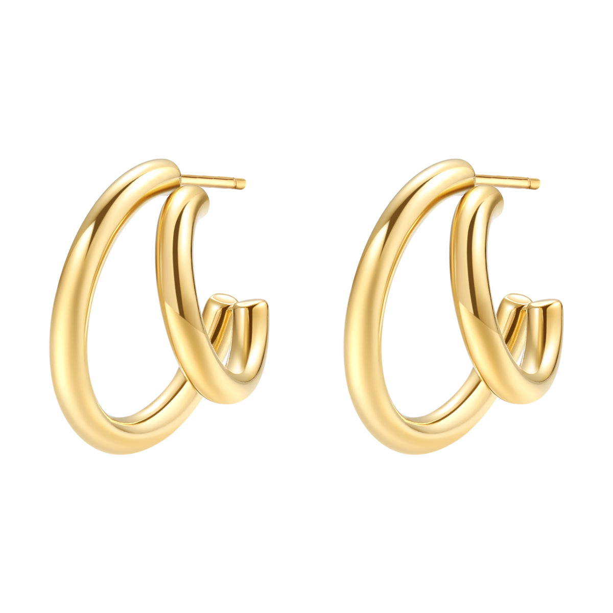 Double Side Hoop Earrings Gold