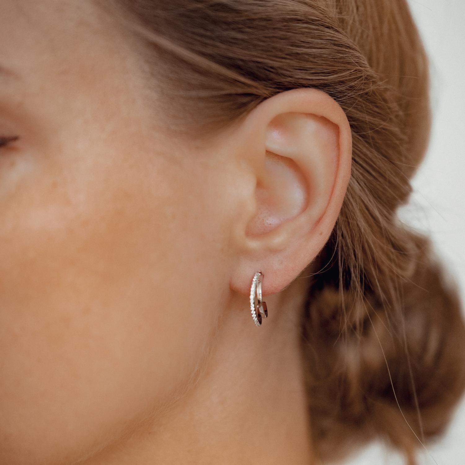 Doppelte Creolen mit Edelsteinen Sterlingsilber in Gold