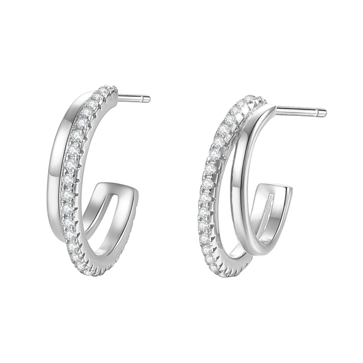 Hey Happiness Ohrring-Set Layer Creolen Silber 925 Damen, 2 Paare, 4-tlg., Basic Silber Ohrringe rund klassisch, Gold Roségold 18K Hey Happiness Ohrring-Set Layer Creolen Silber 925 Damen, 2 Paare, 4-tlg., Basic Silber Ohrringe rund klassisch, Gold Roségold 18K