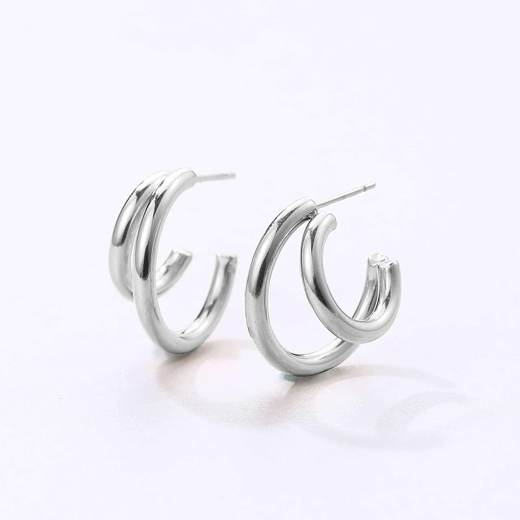 ☆HEI☆ double chubby hoop earring HE24SPEFG685XXFR 24ss Best Jewelry' [double chubby hoop earring] 더블 라인의