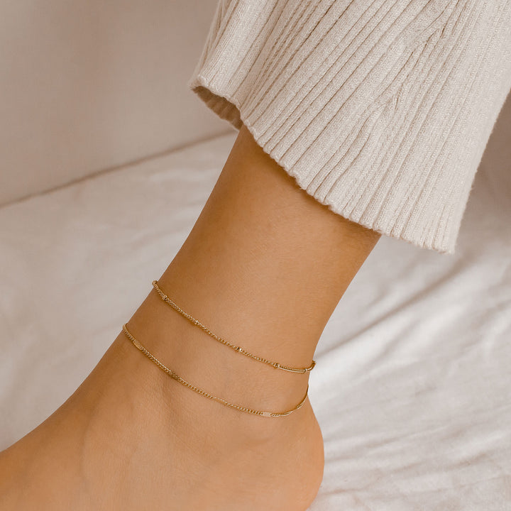 Zweireihige Fußkette in Gold