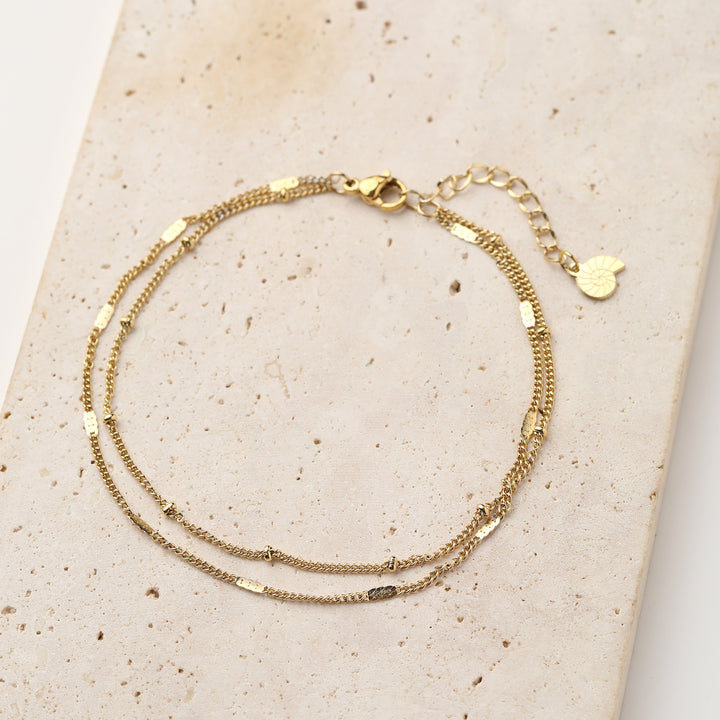 Zweireihige Fußkette in Gold