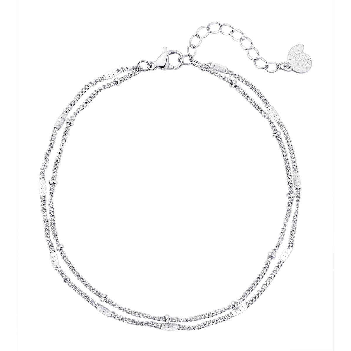 Bracelet de Cheville Chaîne Duo en Argent