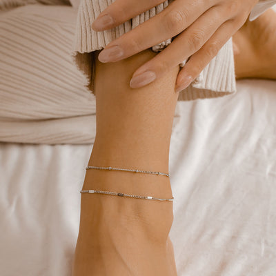 Bracelet de Cheville Chaîne Duo en Argent