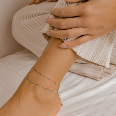 Bracelet de Cheville Chaîne Duo en Argent
