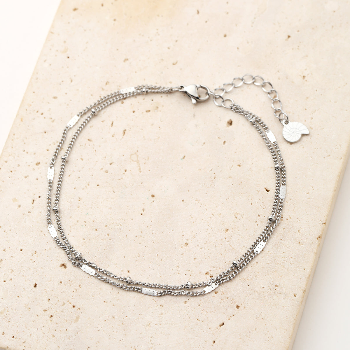 Bracelet de Cheville Chaîne Duo en Argent