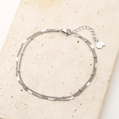 Bracelet de Cheville Chaîne Duo en Argent