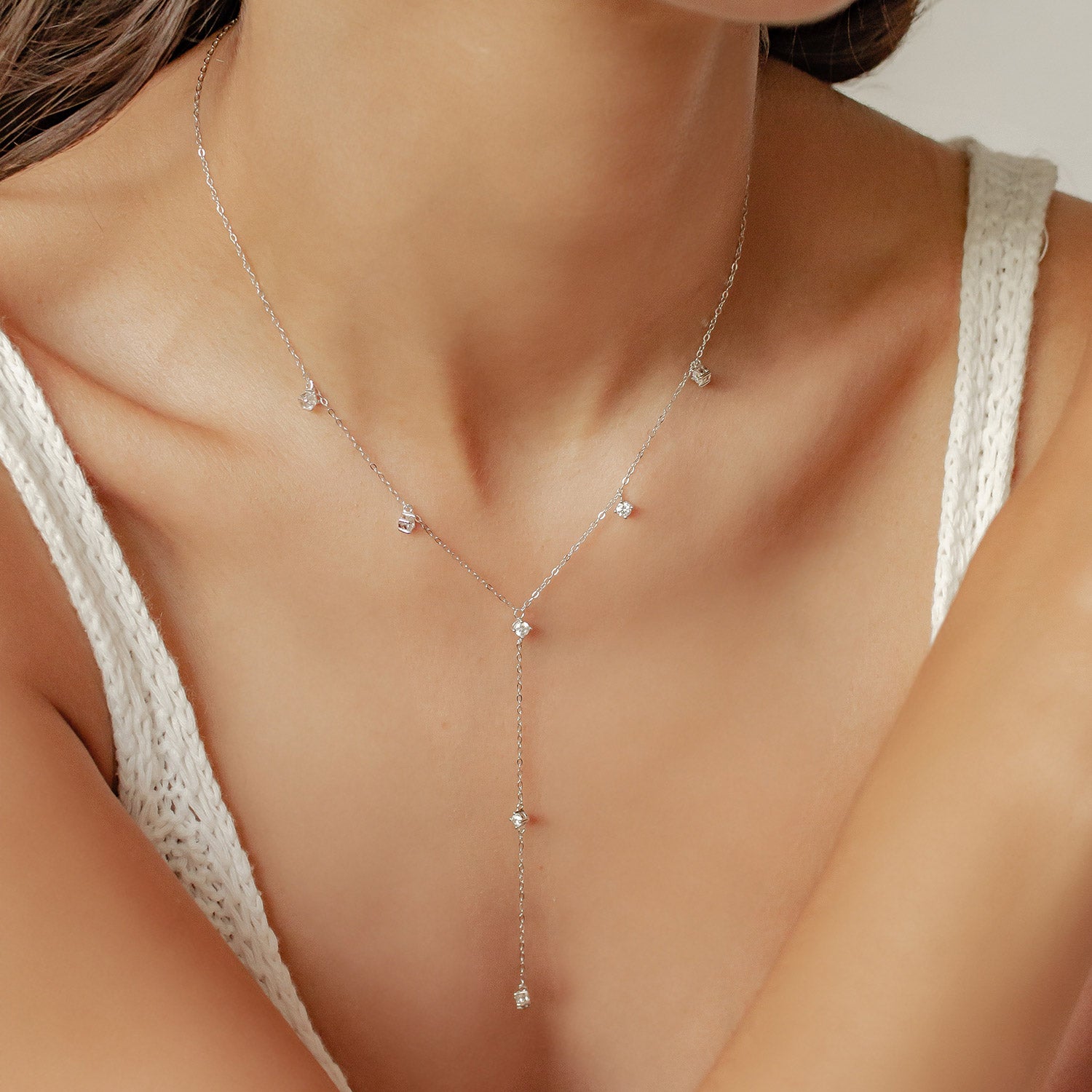Ellipse Y Chain Necklace Sterling Silver Gold – Hey Happiness