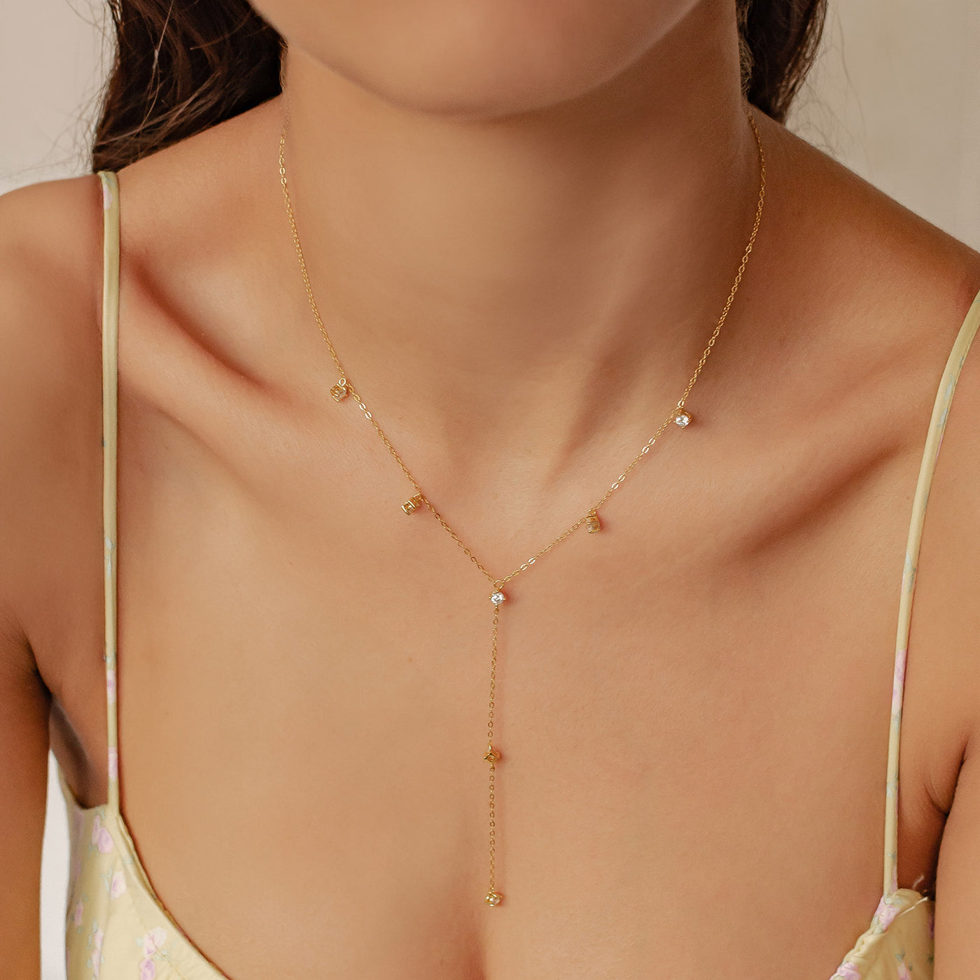 Ellipse Y Chain Necklace Sterling Silver Gold