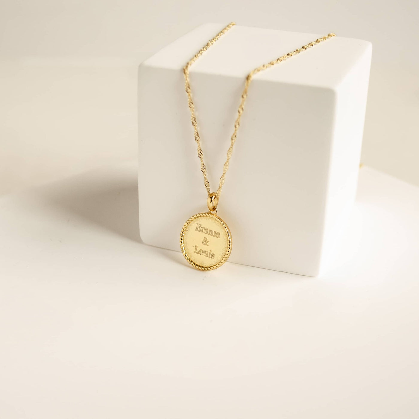 Collier Pendentif Rond Gravable Argent Sterling
