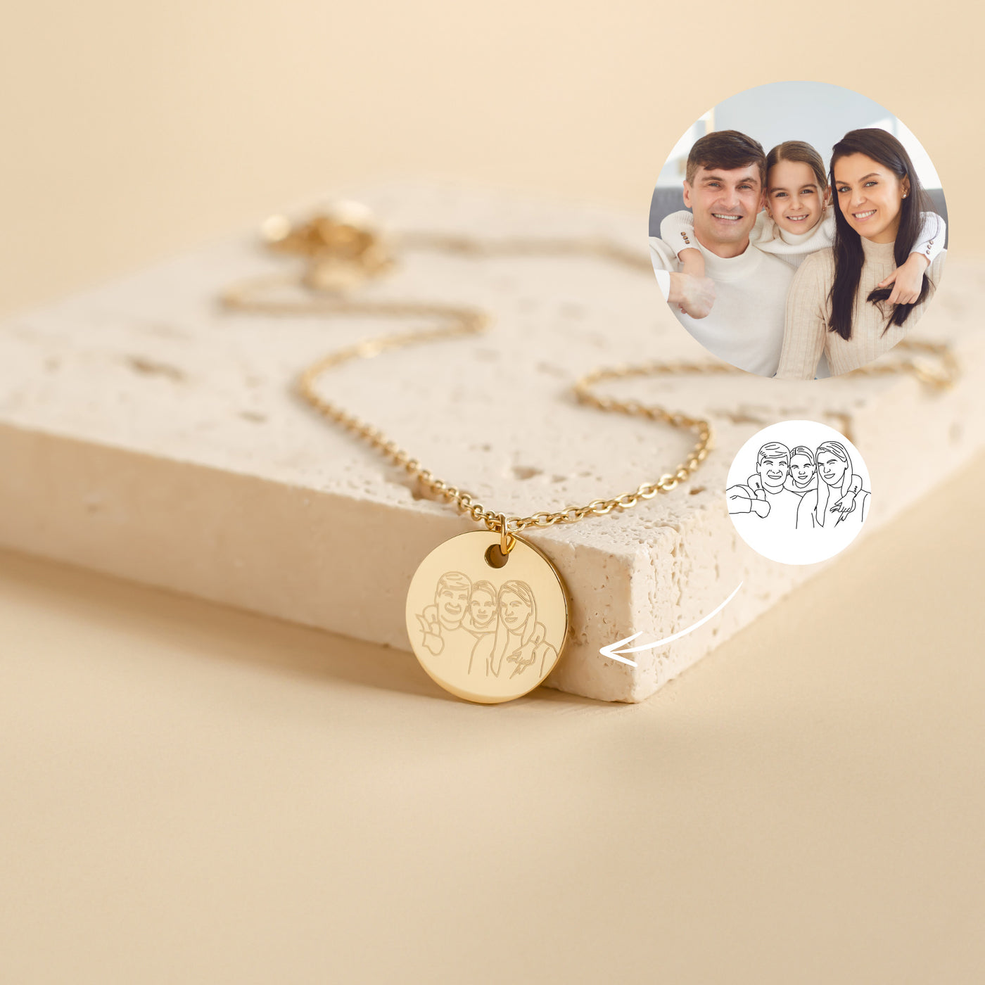 "Collier Personnalisable Portrait de Famille Waterproof
"